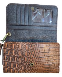 Klassy Cowgirl Leather Clutch Phone Wallet - Alligator with Berry Concho #3